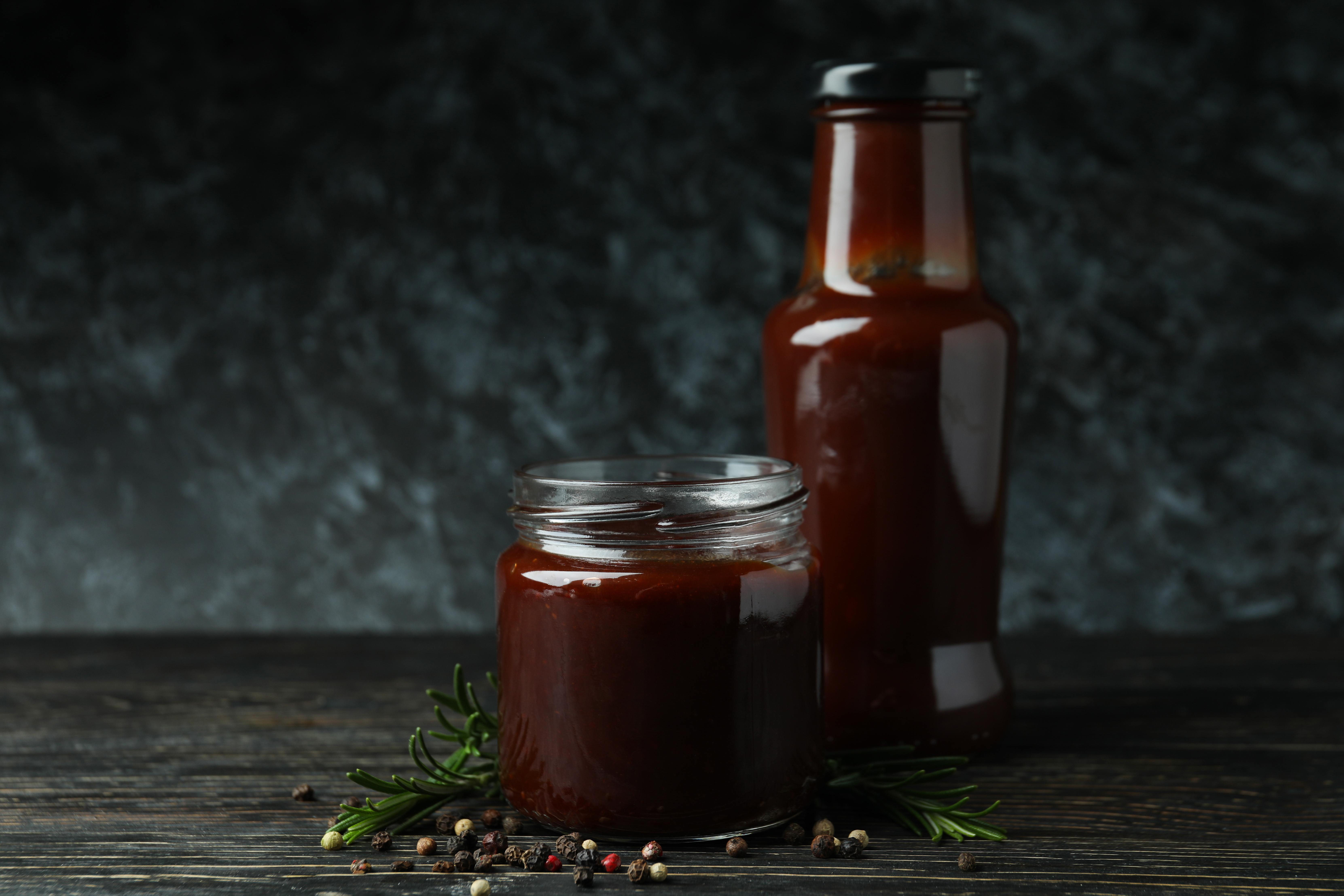 Homemade barbecue sauce to give away as baby shower party favors