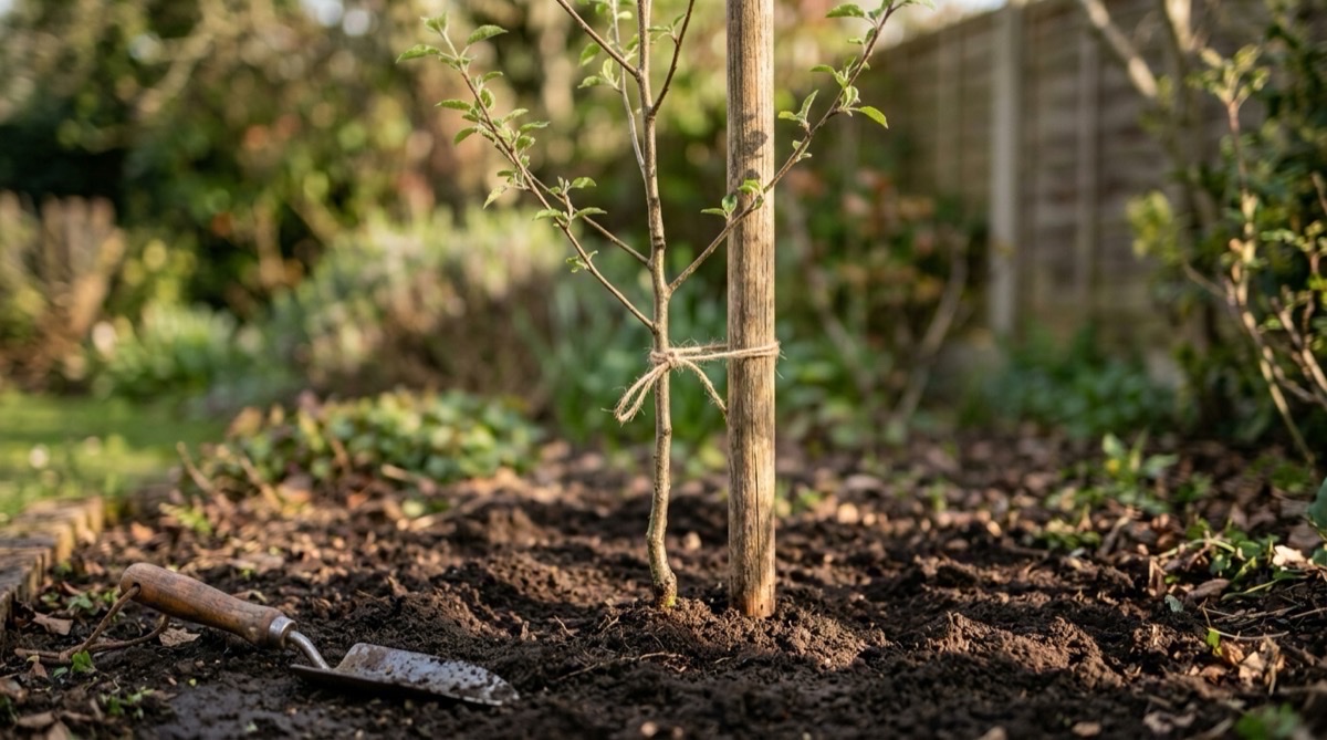 Newly planted hardwood sapling, a literal take on the traditional wood anniversary gift