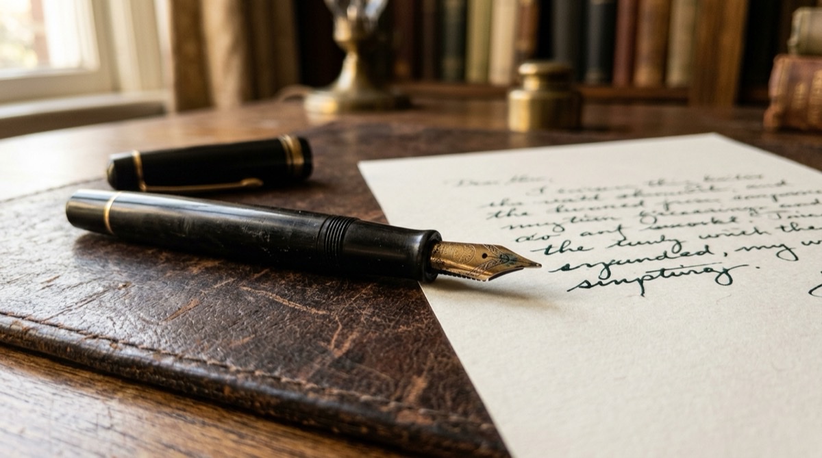 Gold-nibbed fountain pen as a traditional golden anniversary gift