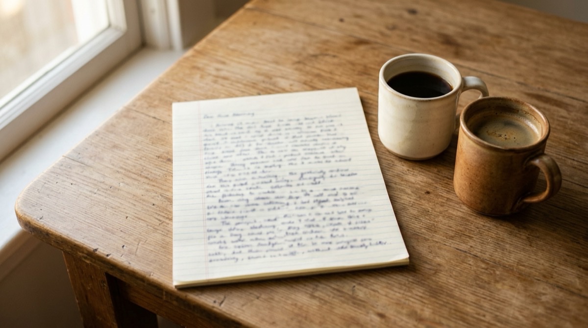 A handwritten page of fifteen years on a kitchen table, the anniversary gift that costs nothing