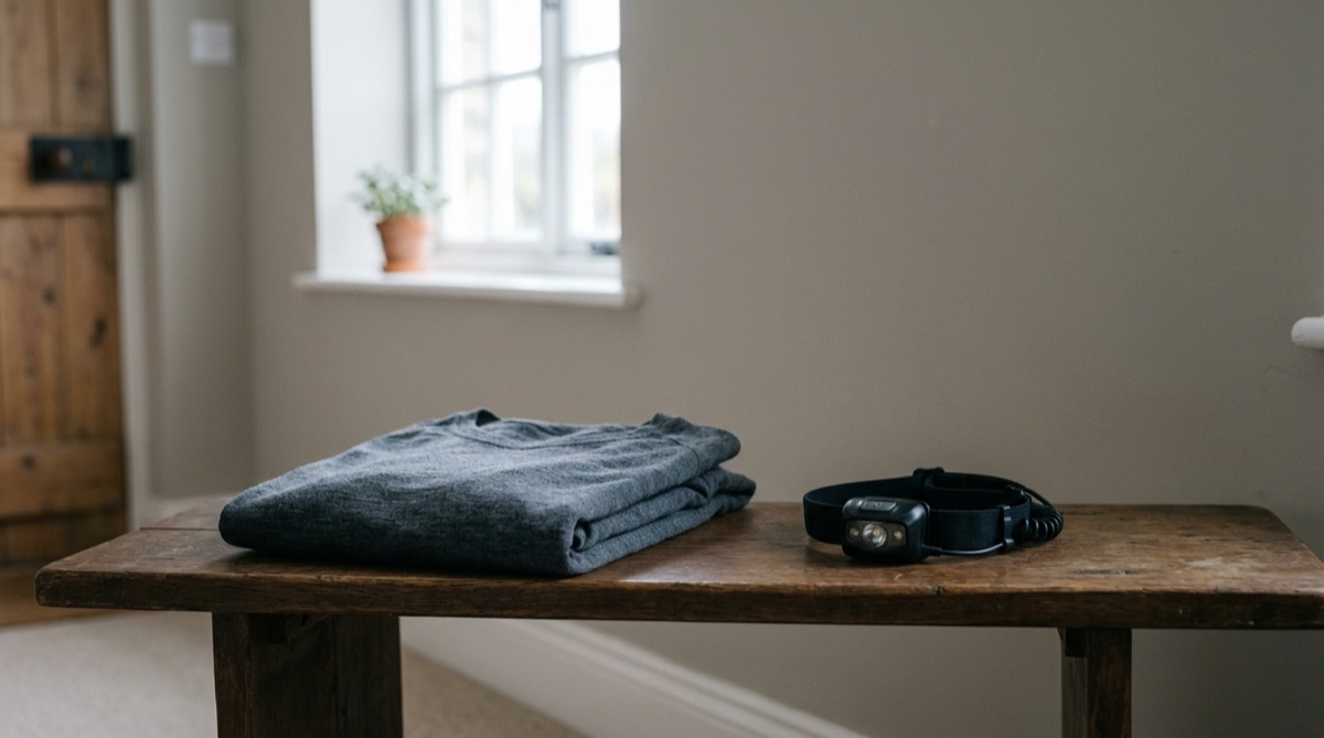 Merino layer and headlamp, practical gifts for a brother who spends time outdoors