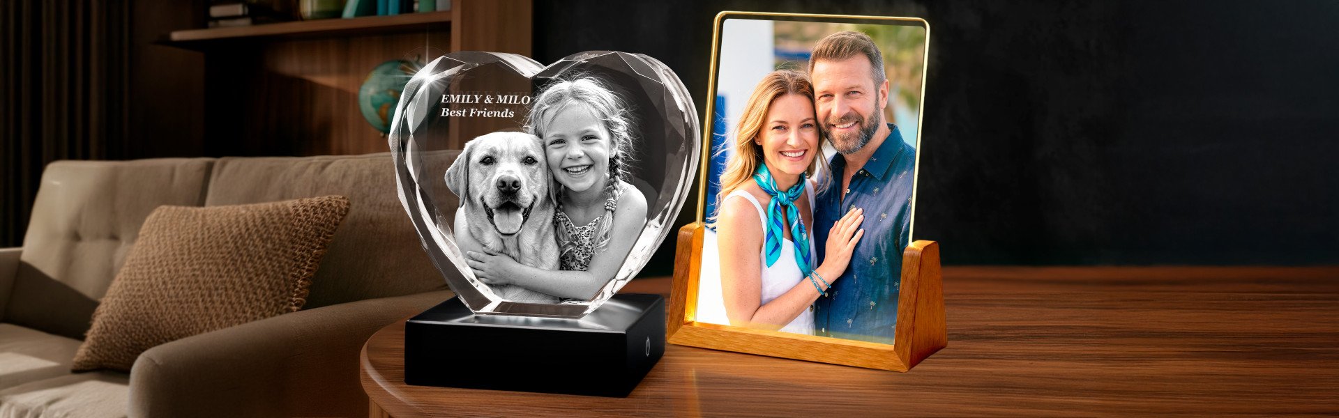 Best personalized photo gifts Personalized photo gifts: picture inside heart shaped crystal