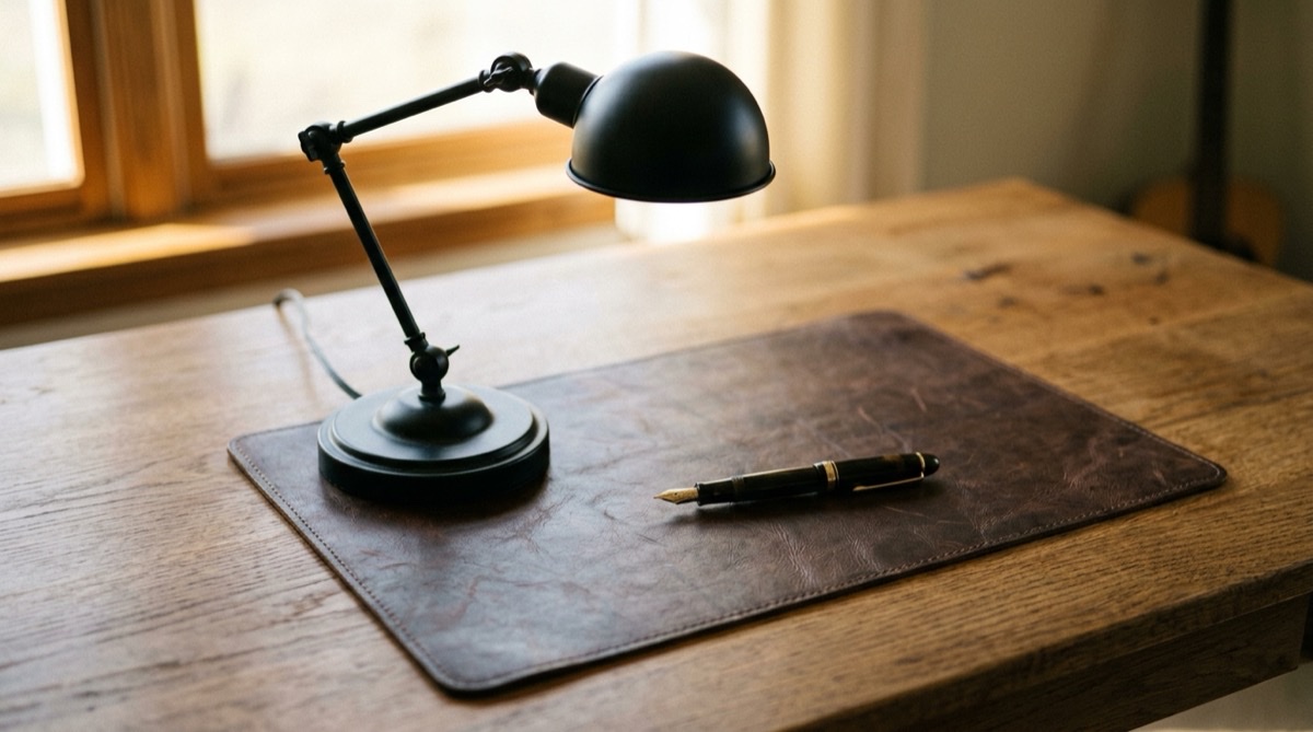 Desk mat, lamp and pen, the modern desk-set reading of the seventh anniversary