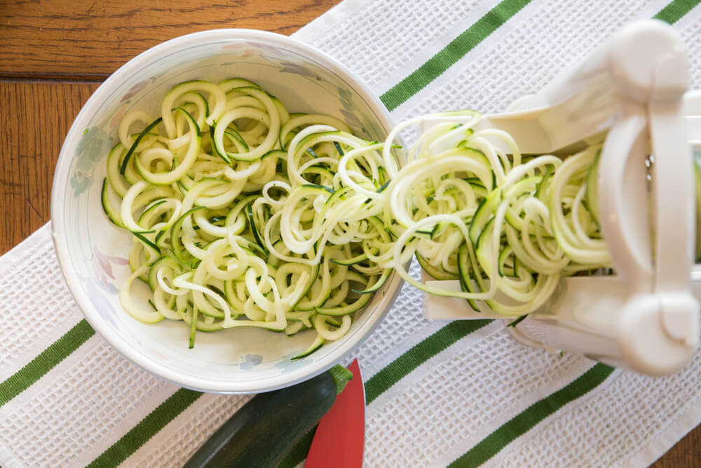 Homemade zucchini noodles make a healthy dinner.