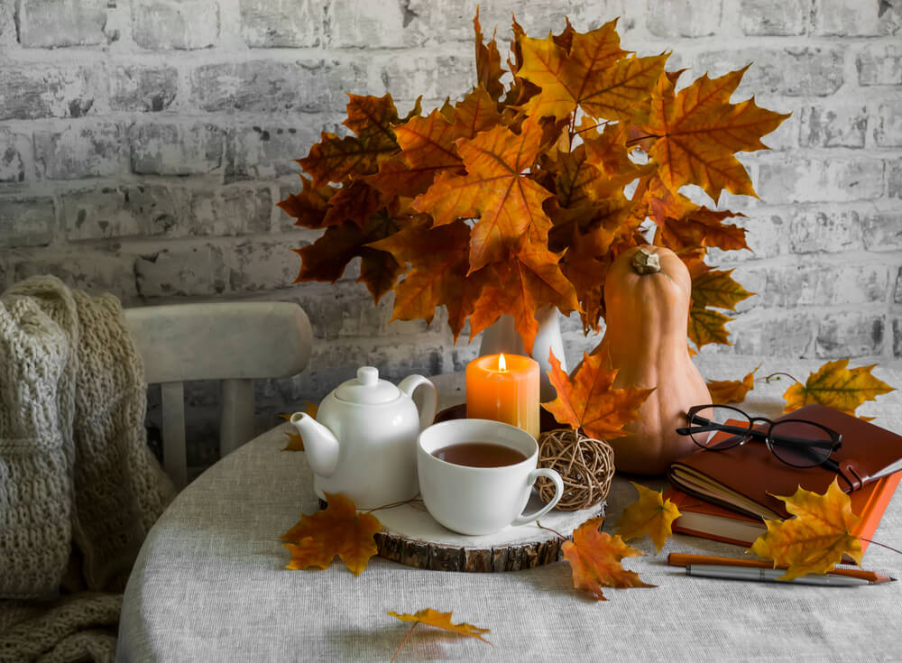 Someone who loves fall has decorated their home with autumn leaves.