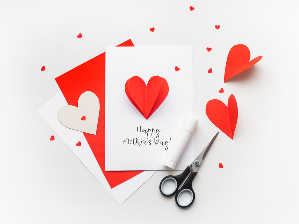 Handcrafted greeting cards to give Mom on Mother’s Day.