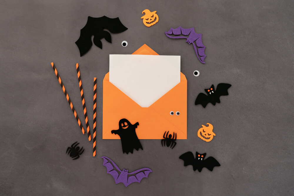 Cute and spooky invitations to a Halloween-themed baby shower.
