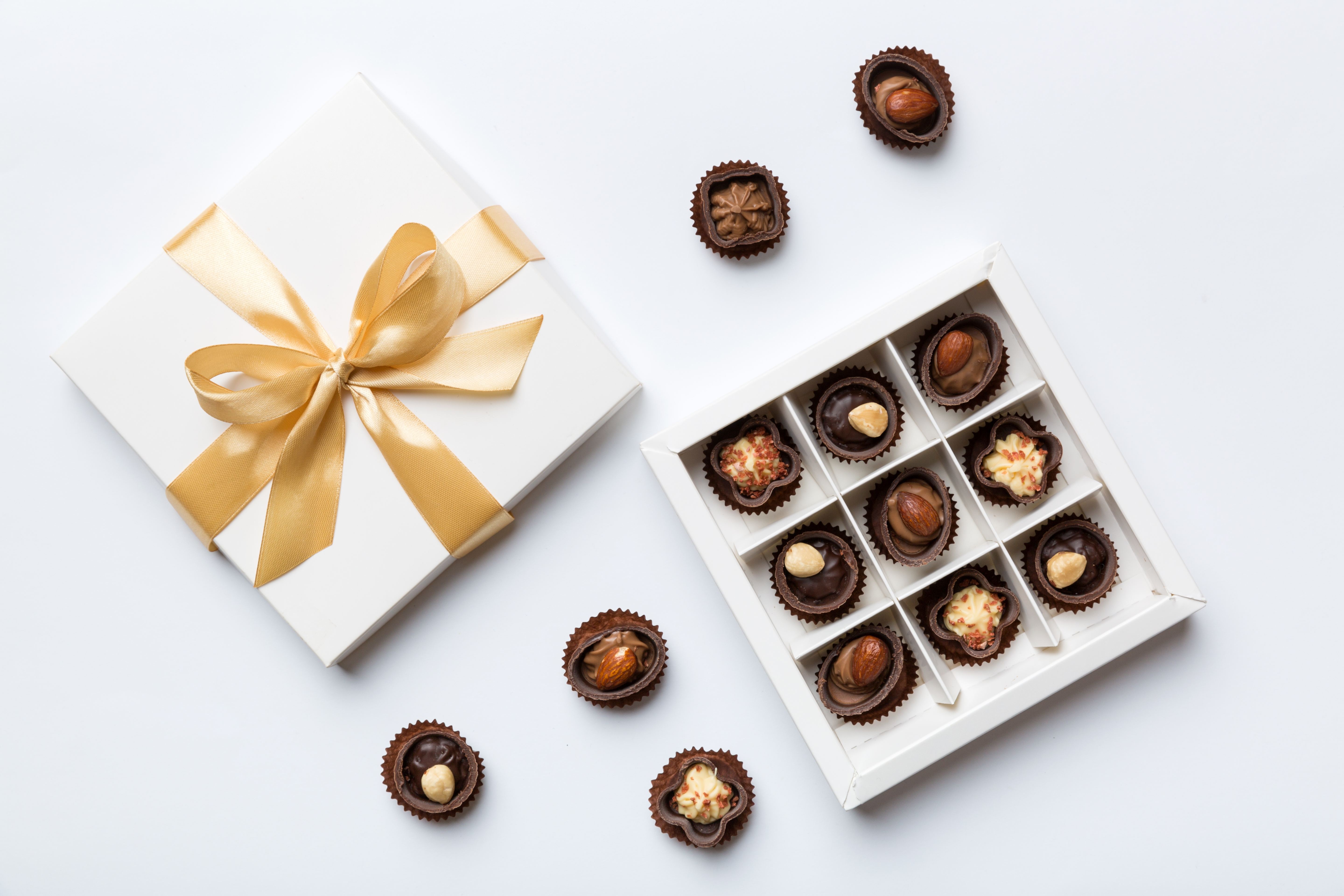 A gift box of gourmet chocolates for a special someone on Valentine’s Day.