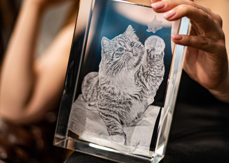 A custom engraved 3D Photo Crystal makes a great gift for a Scorpio season birthday.