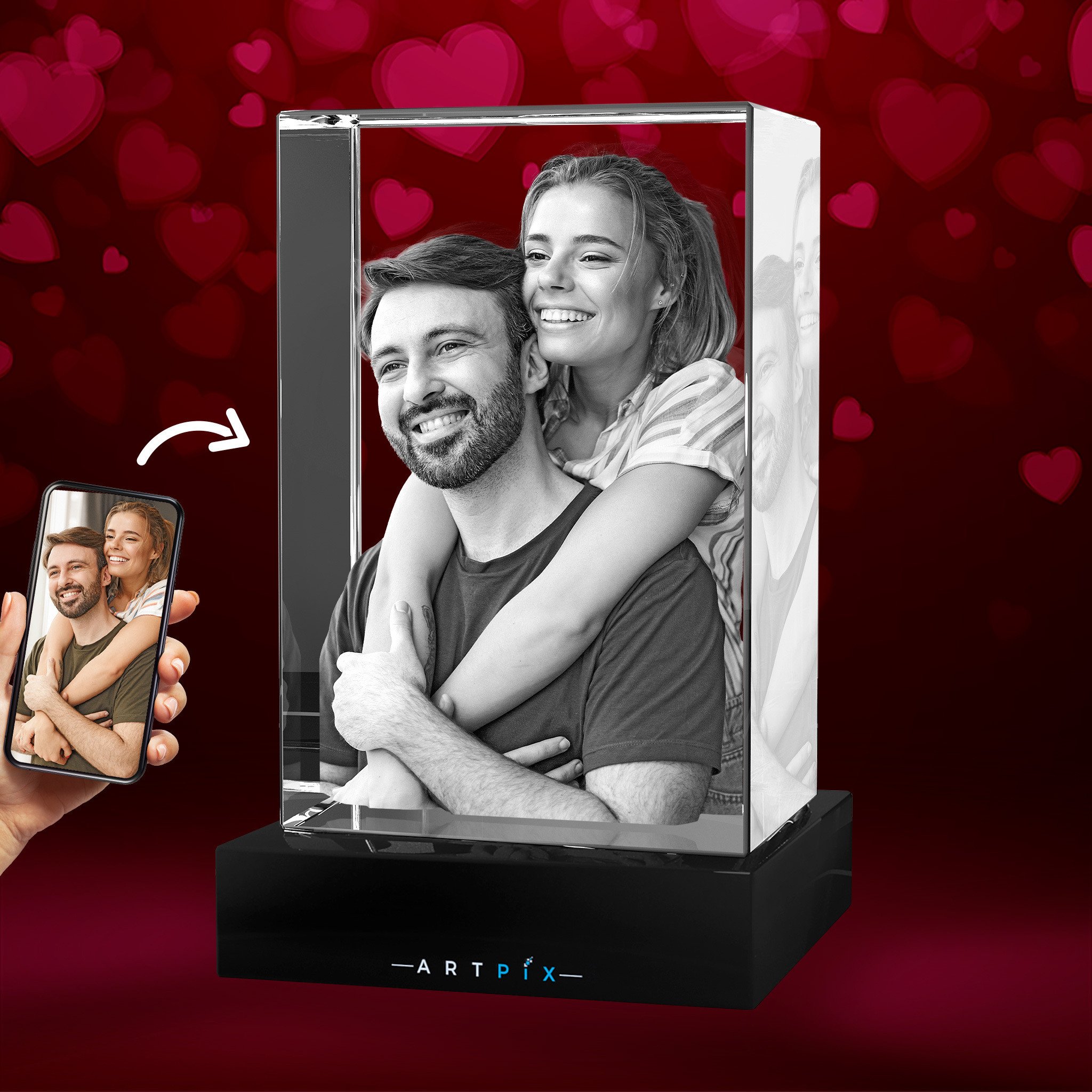 3D Crystal Rectangle for Valentine’s Day