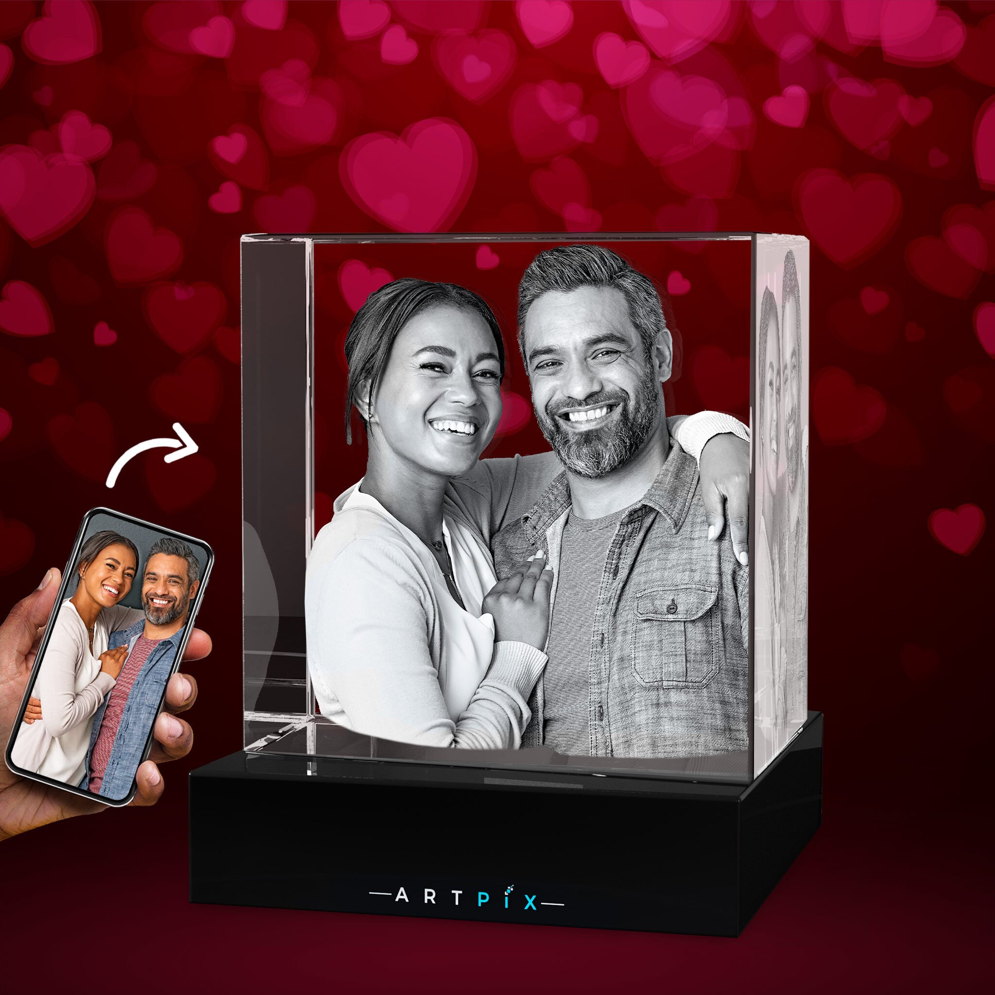 3D Crystal Square for Valentine’s Day