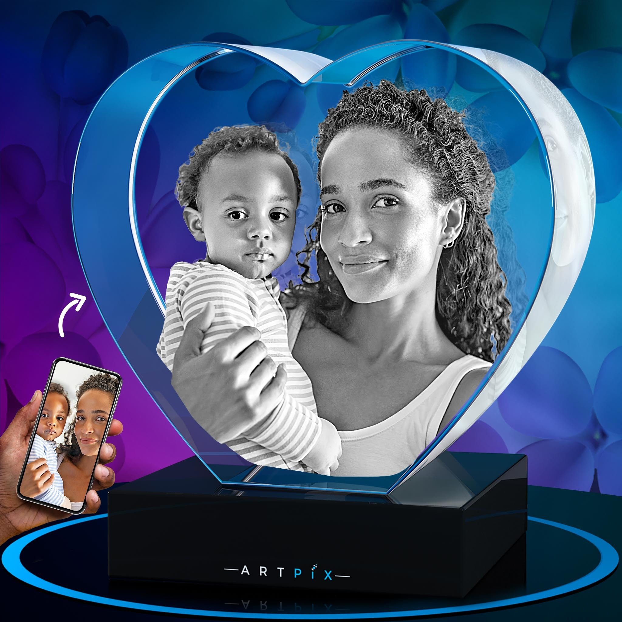 3D Crystal Heart for Mother's Day
