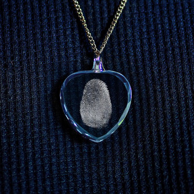 Fingerprint Heart Necklace from the Glass - Personalized Pendant