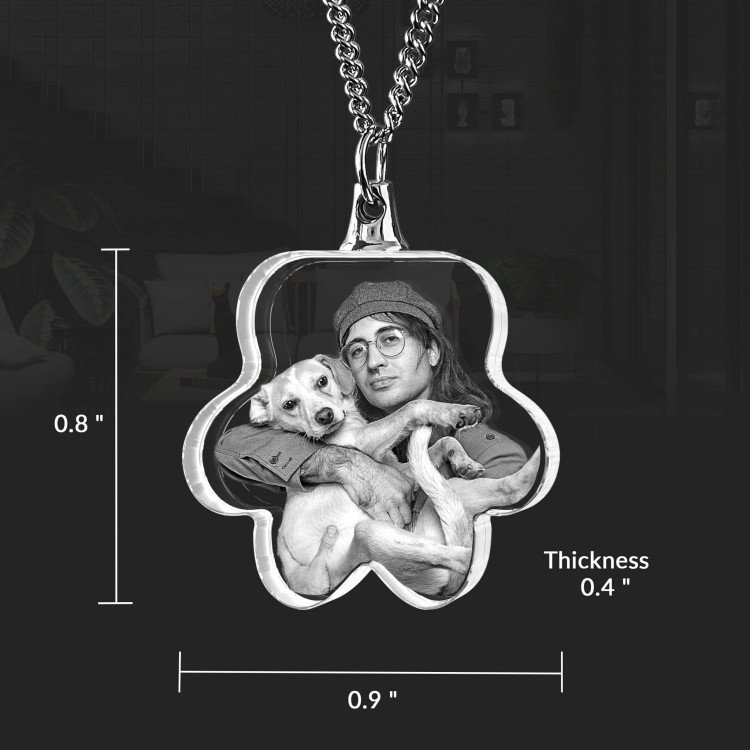 Necklace Pet Paw 3D with photo inside #1