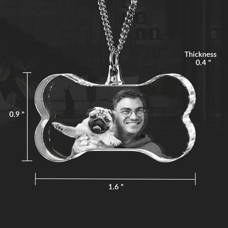 Pets Necklace Bone 3D with photo inside #1