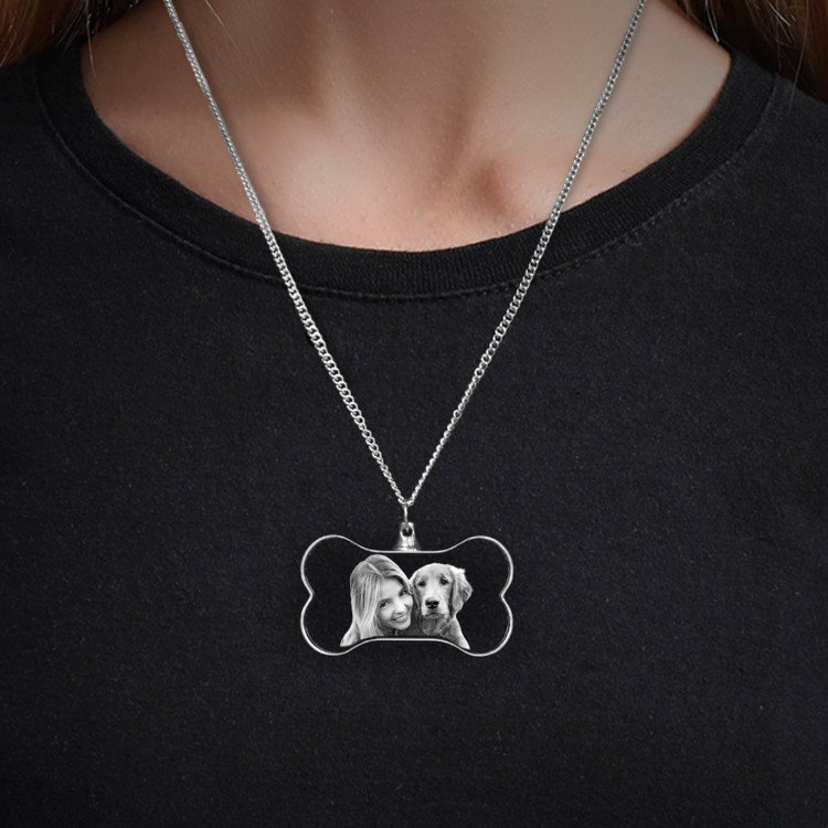 Personalized 2D Dog Bone Necklace With Engraving