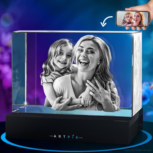 3D Crystal Rectangle mother's day gift idea for 2024