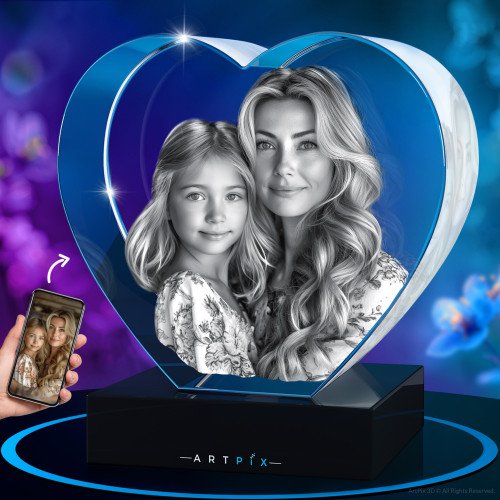 3D Crystal Heart mother's day gift idea for 2024