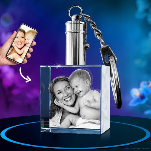 Keychain Square 3D mother's day gift idea for 2024