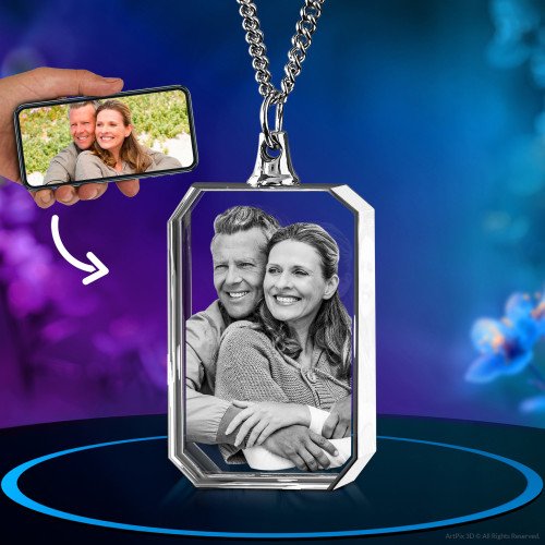 Necklace Rectangle 3D mother's day gift idea for 2024