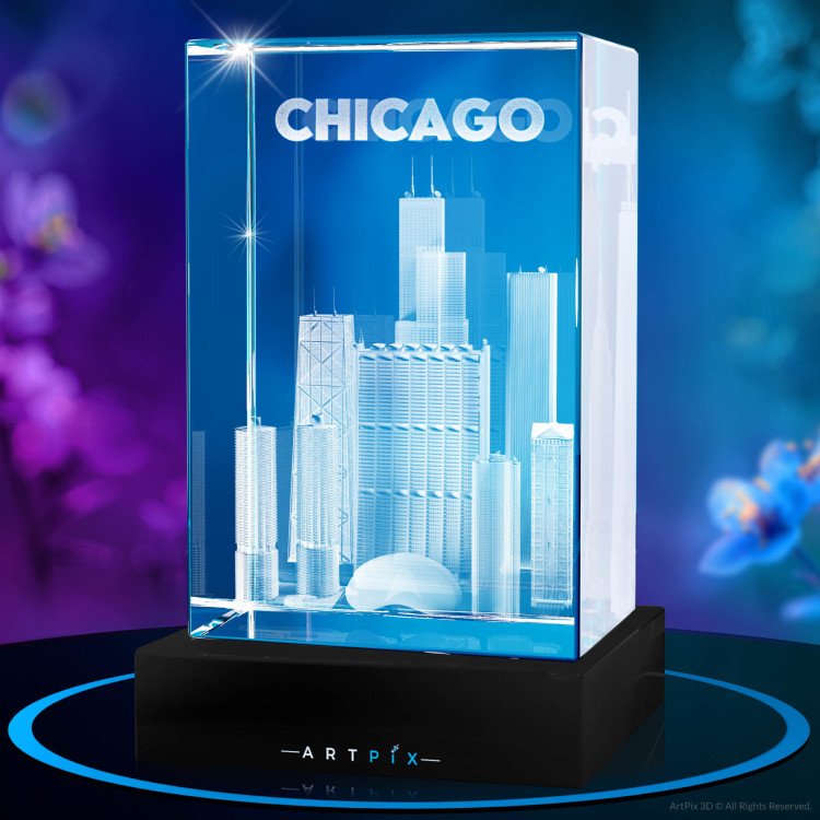 Chicago Landmarks 3D Crystal mother's day gift idea for 2024