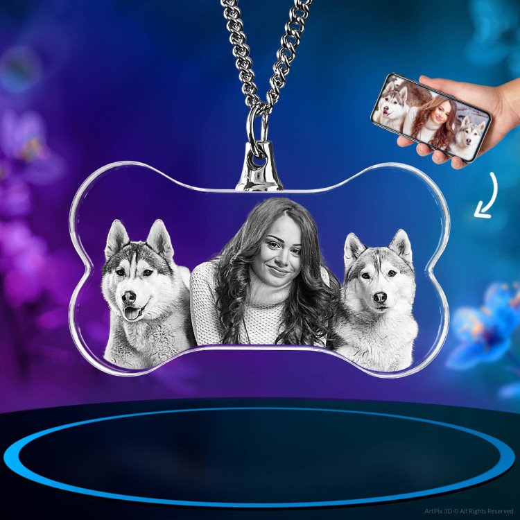 Pets Necklace Bone 2D mother's day gift idea for 2024