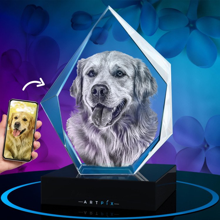 3D Photo Crystal Iceberg with Dog's Face