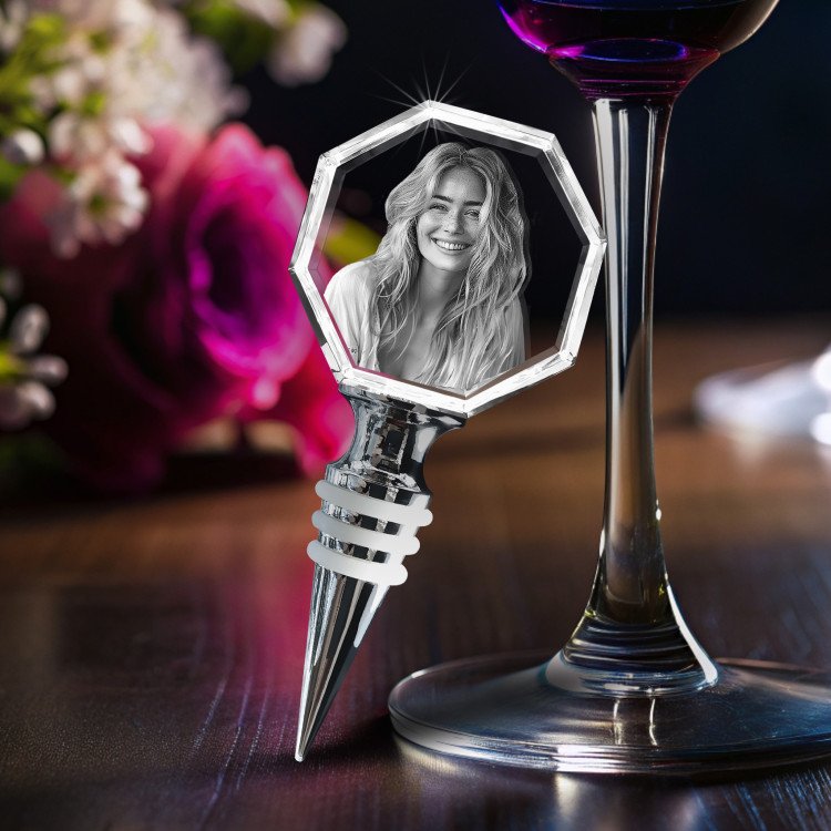 Wine Stopper Octagonal 2D with photo inside#1