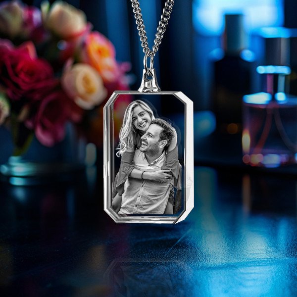 Personalised Rectangle Necklace | 3D Photo Crystal Pendant - Buy in ...