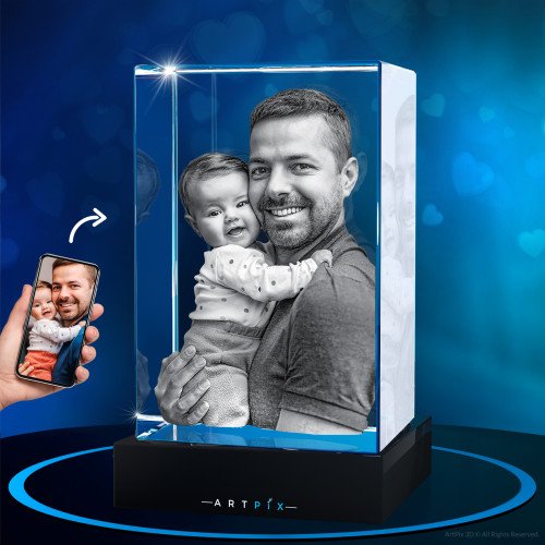 3D Crystal Rectangle Father's Day gift idea for 2024