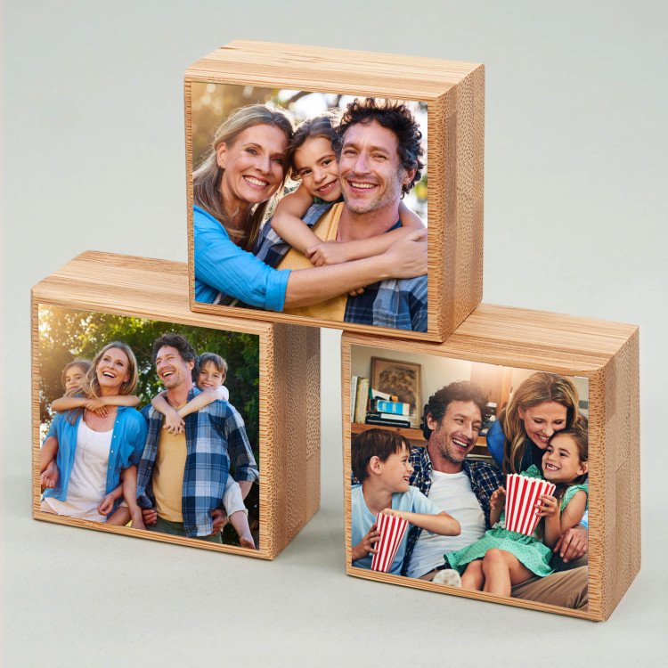 5x5 Bamboo Photo Block with photo inside