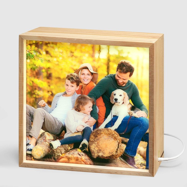 LED Wood Photo Block with photo inside