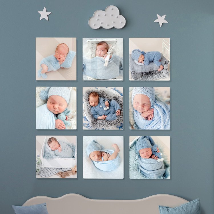 10x10 Baby Set of Glass Tiles with photo inside