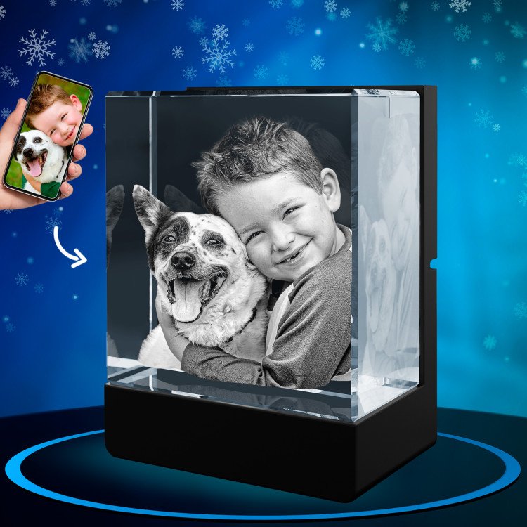 3D LED Light Base with Photo Crystal Christmas Gift Idea for 2024