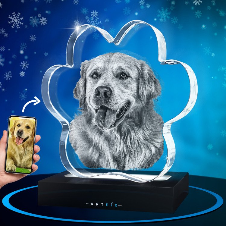 2D Pet Paw Crystal Christmas Gift Idea for 2024