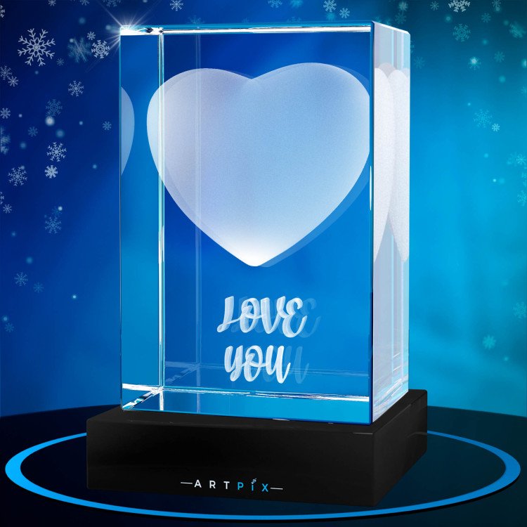 Solid Heart 3D Crystal Christmas Gift Idea for 2024