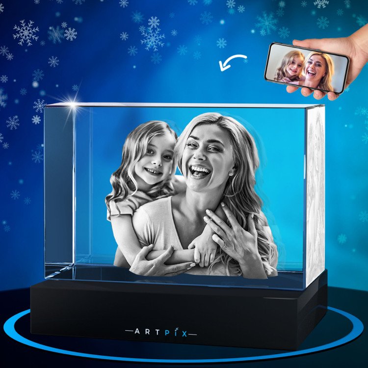 3D Crystal Rectangle with photo inside - Christmas Gift Idea for 2023