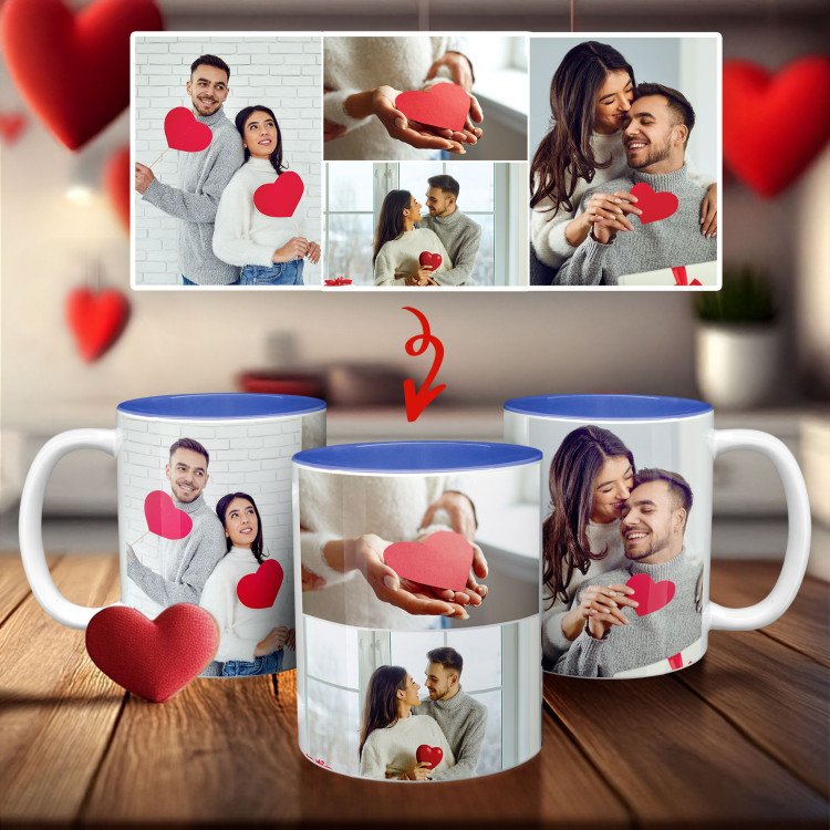 4 photo collage mug