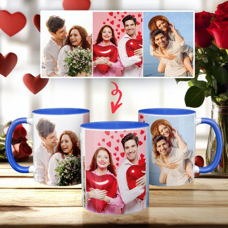 3 Photo Collage Mug with Color Handle