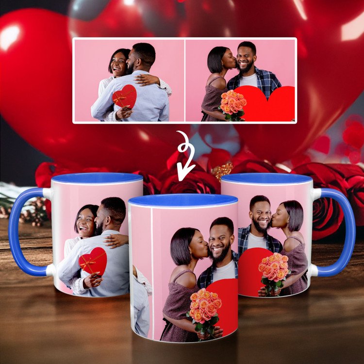 2 Photo Collage Mug with Color Handle