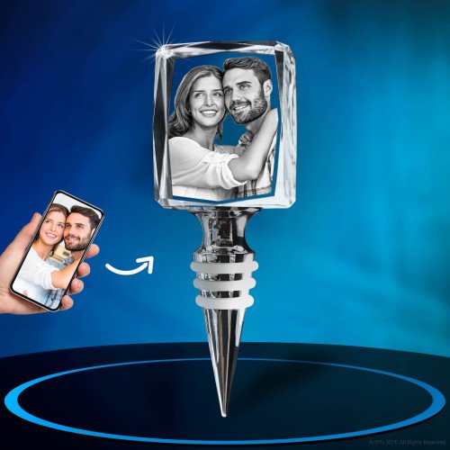 Wine Stopper Rectangle 3D with photo inside