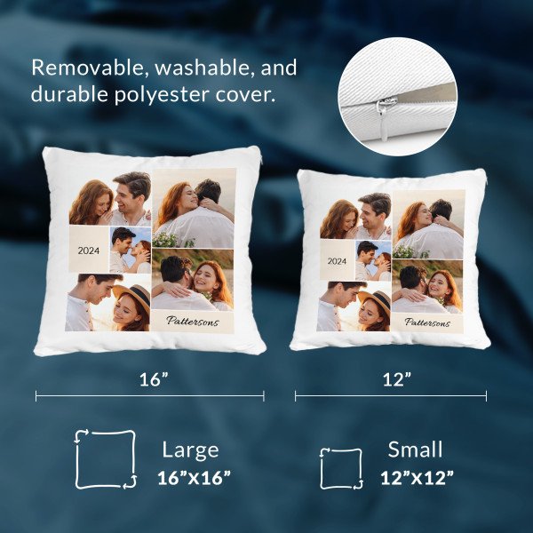 5 Photo Collage Square Pillow Cover