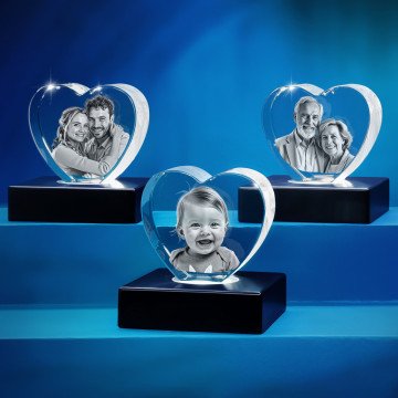 Set of 3 Small 3D Crystal Hearts