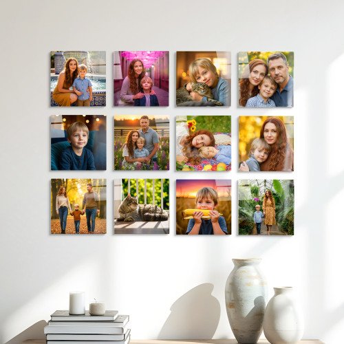 Glass Photo Tiles 8x8 Square | Set of 12