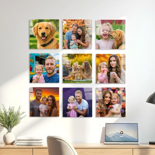 Glass Photo Tiles 8x8 Square | Set of 9