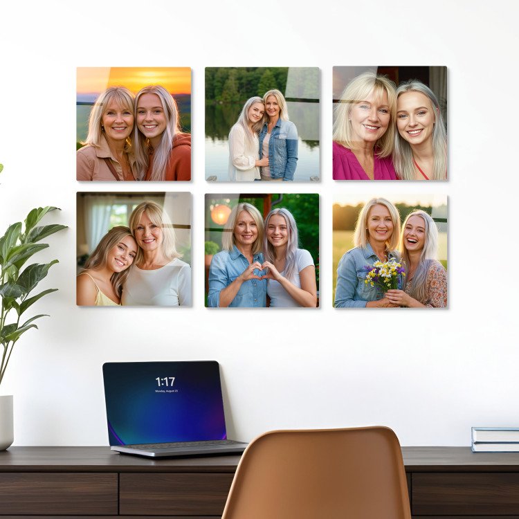 Glass Photo Tiles 10x10 Square | Set of 6
