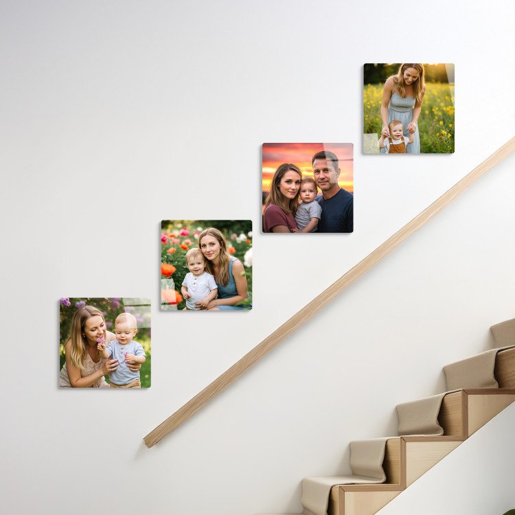 Glass Photo Tiles 10x10 Square | Set of 4