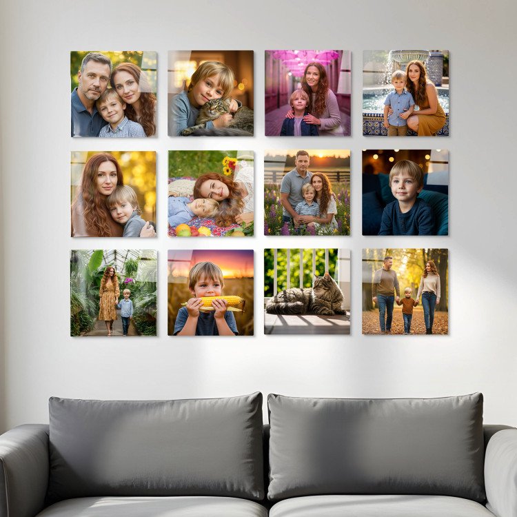 Glass Photo Tiles 10x10 Square | Set of 12