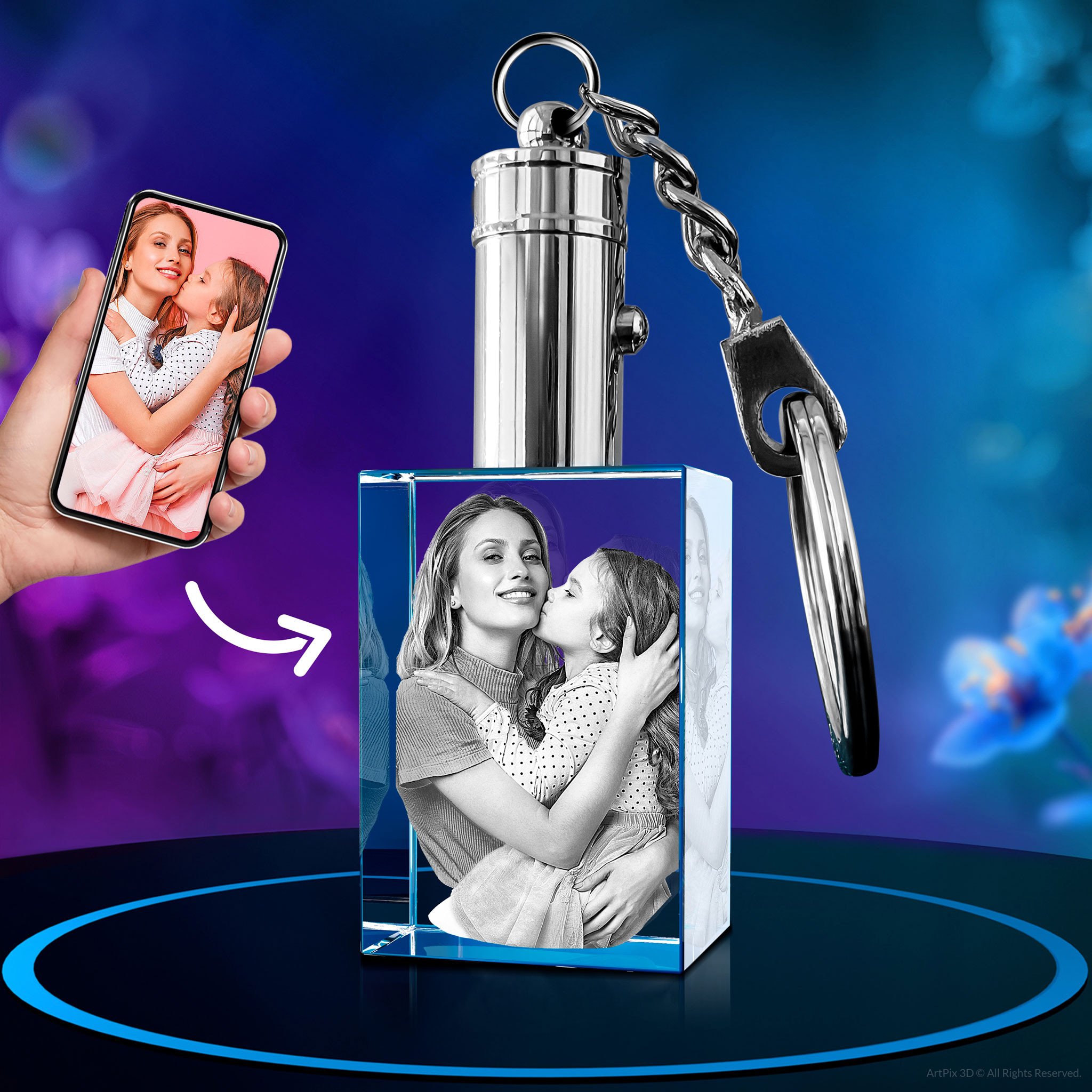 Keychain Rectangle 3D for Mother's Day