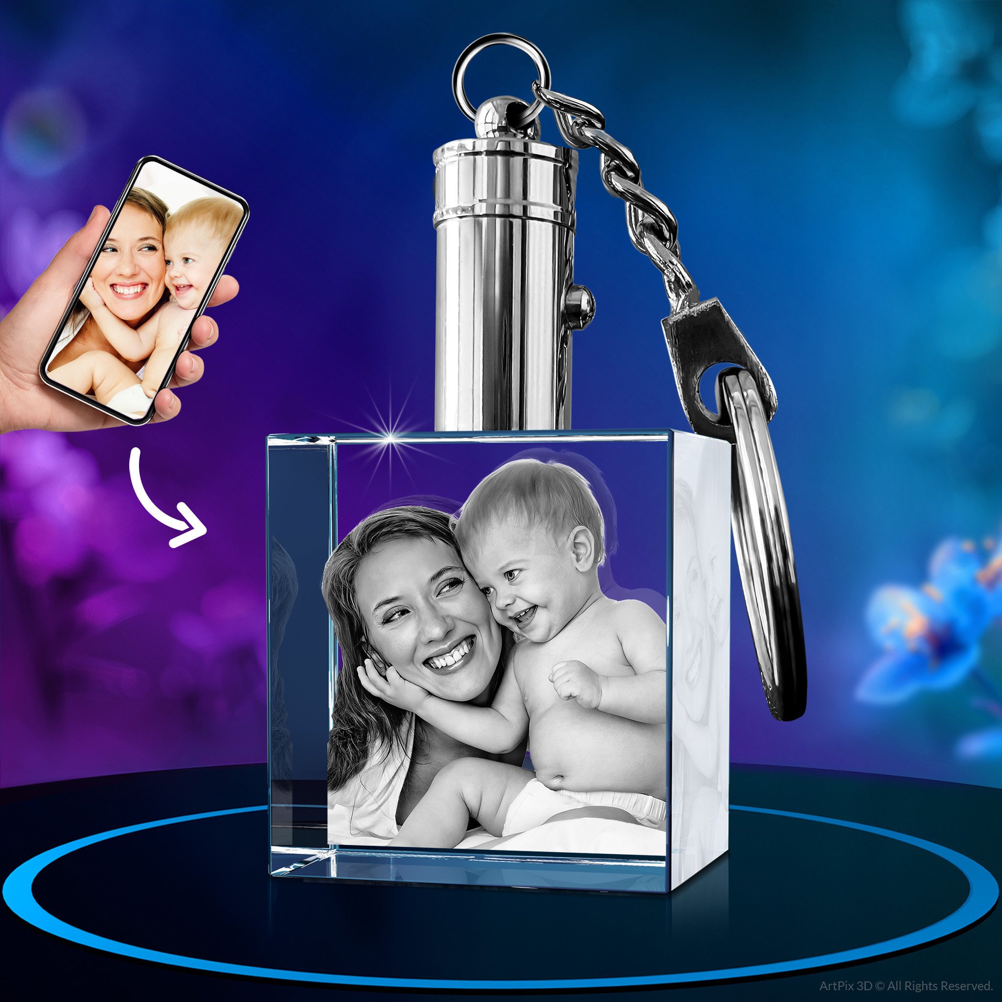 Keychain Square 3D for Mother's Day